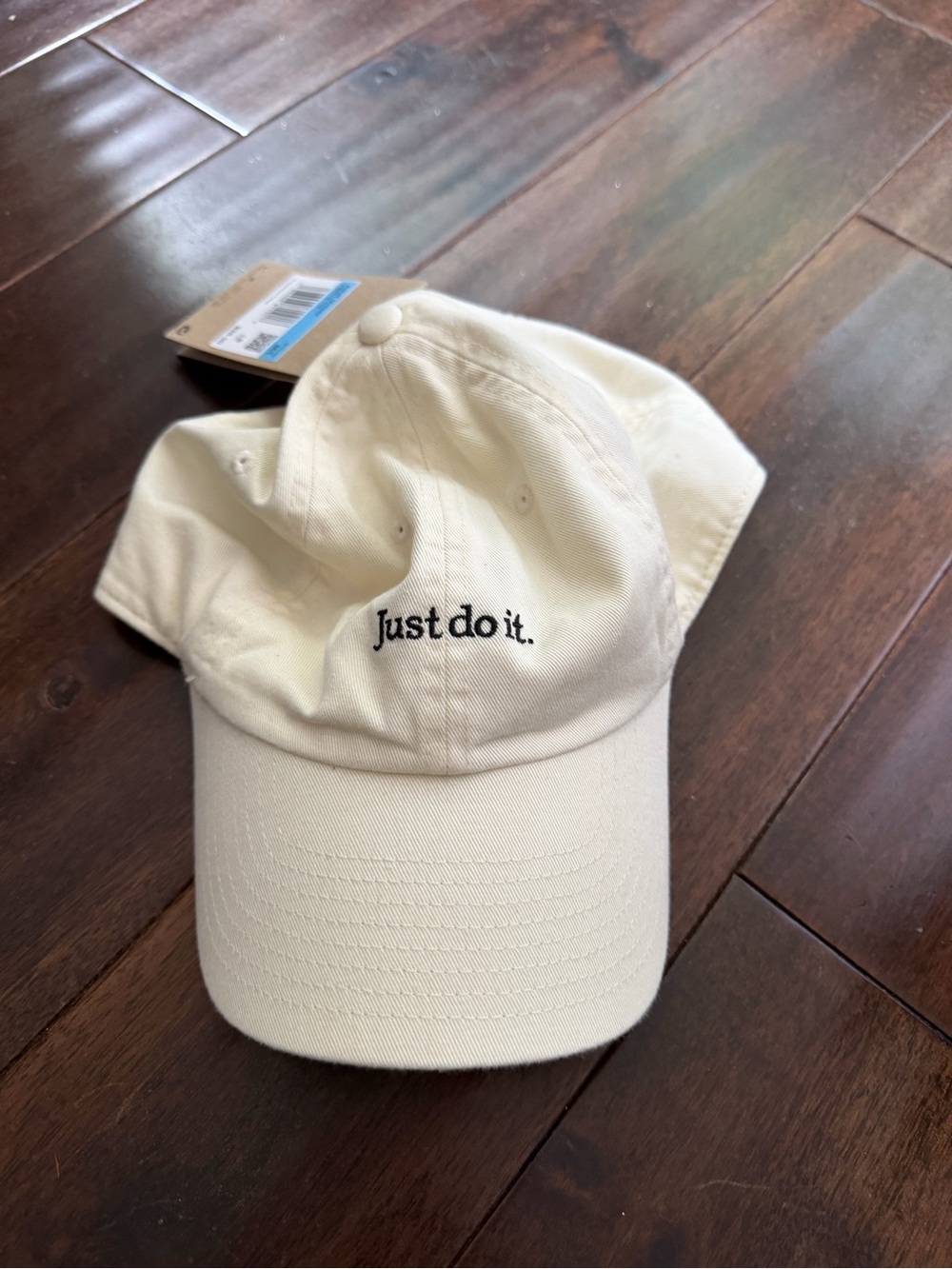 Nike Cream Baseball Cap with Black 'Just do it.' Embroidery